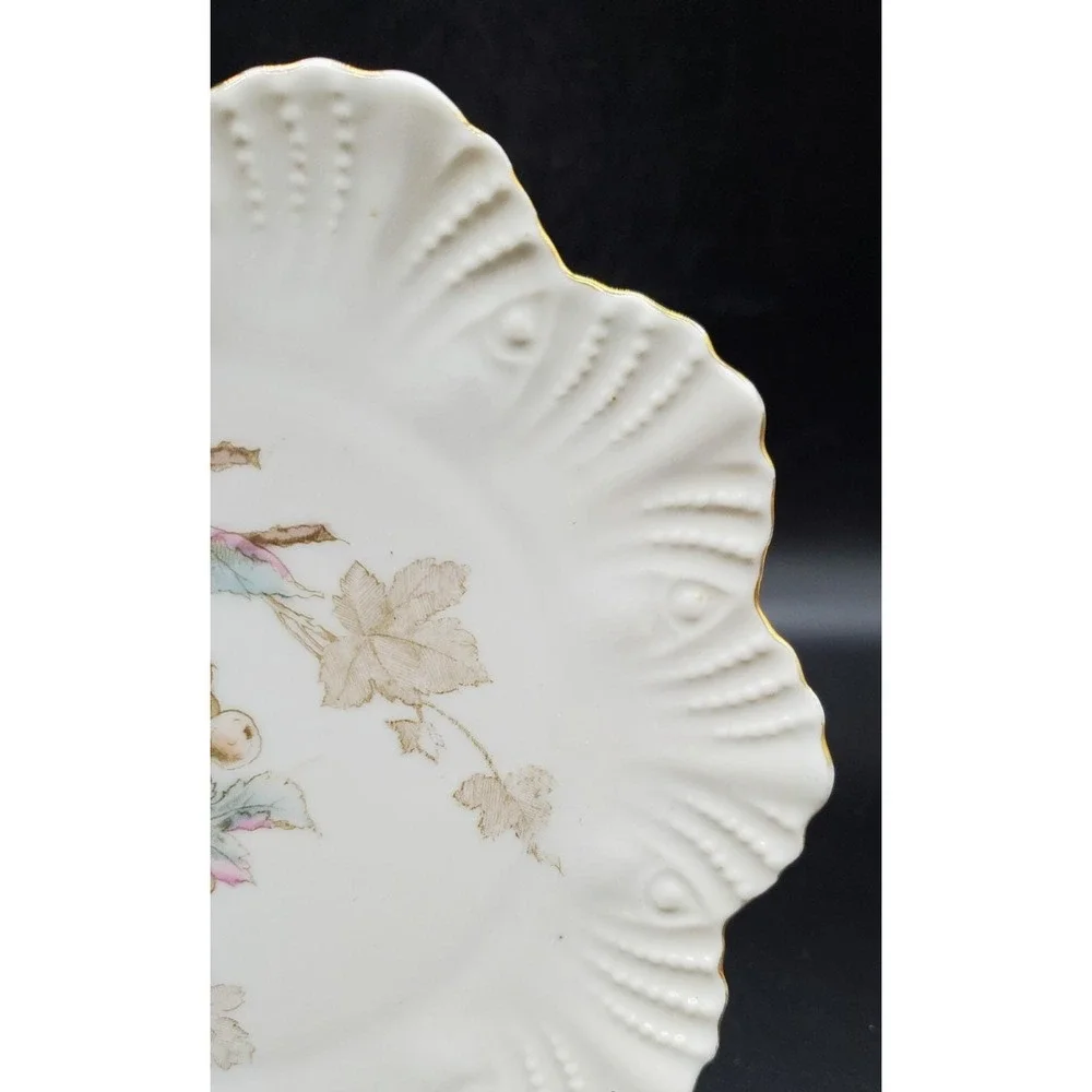 Antique CARLSBAD Austria BFHS‎ China Floral Leaf Shaped Decorative Plate 7.25